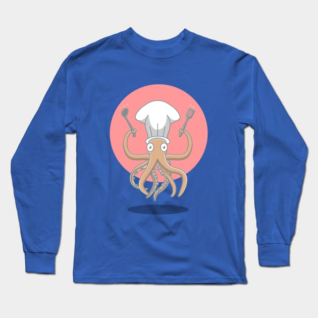 octopus chef Long Sleeve T-Shirt by fflat hds